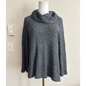 Habitat Womens Small Cowl Neck Sweatshirt Sweater Top Gray Blue Boho Coastal